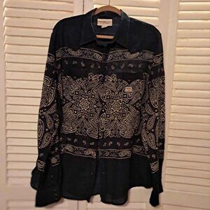 DENIM & SUPPLY RALPH LAUREN NAVY BANDANA PRINT WESTERN SNAP SHIRT XXL